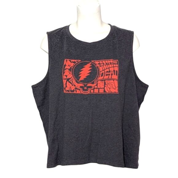 NWT Pact Grateful Dead Oversized Tank Top XXL Organic Cotton Gray Red Graphic - Picture 1 of 8